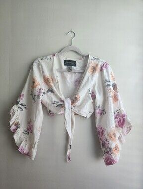 Spoon JEANS cotton Floral Tie Wrap Crop Top
